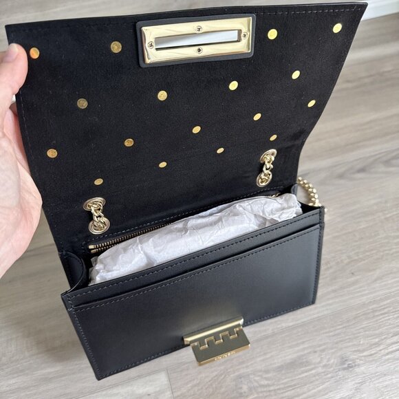 Zac Posen Earthette Pearl Lady Mini Chain Leather Purse Bag NEW Black & Gold‎ - Picture 7 of 10